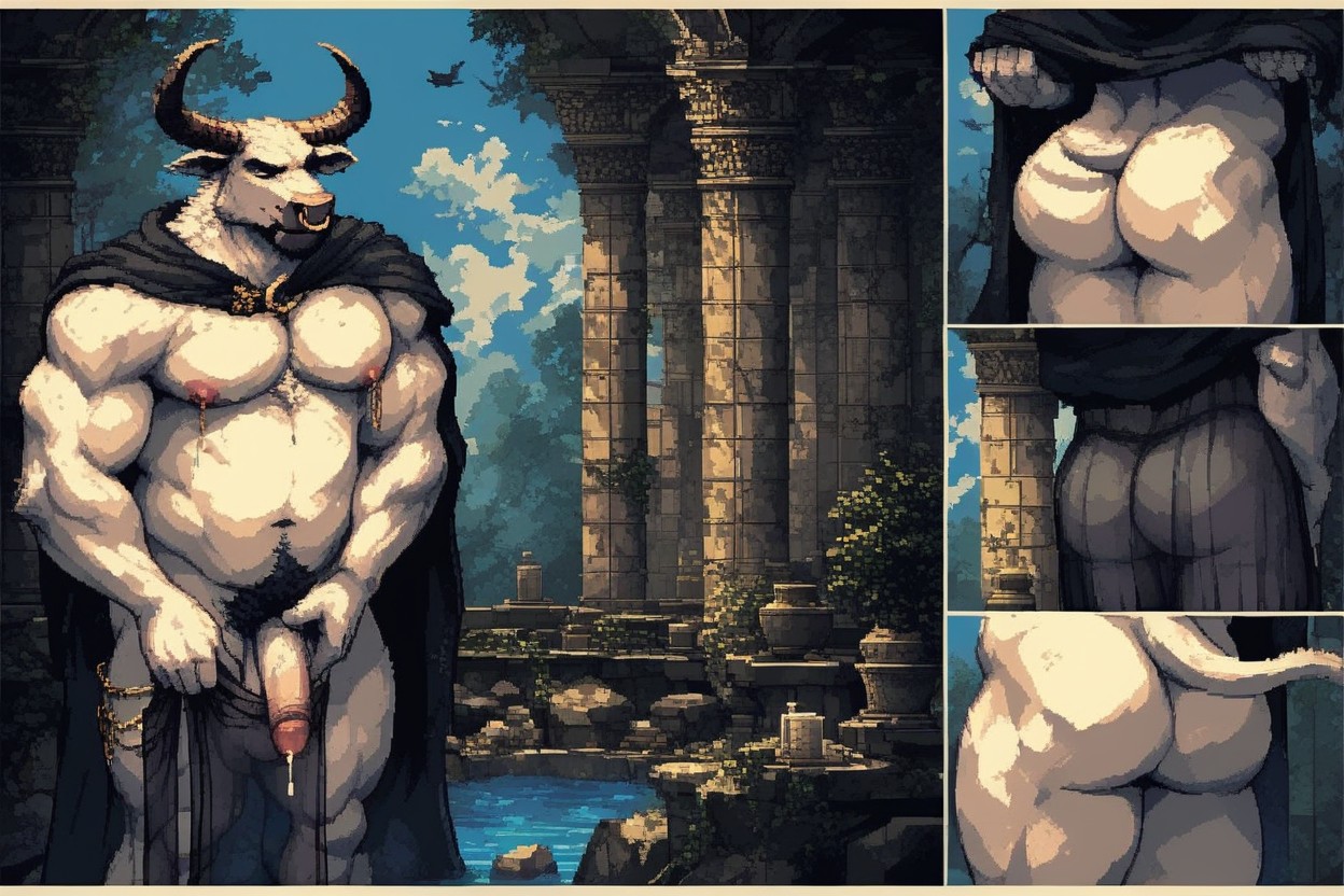 Close Up Views, Hoof, White Minotaur Anthro Furry AI Porn