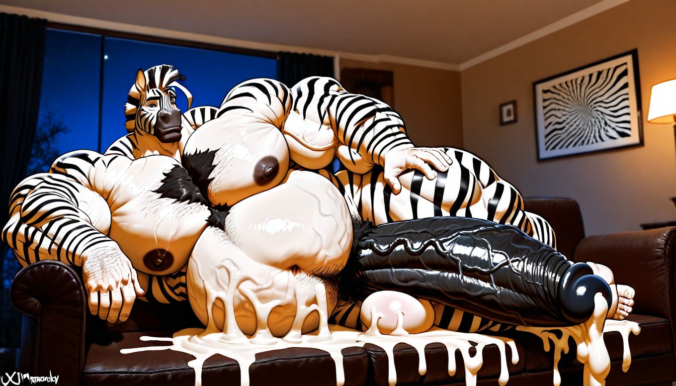 Hyper Gigantic Macro Penis, Gigantic Macro Penis Taller Than His Own Body, Surreal Absurd Impossible Gigantic Cock Size Furry AI Porn