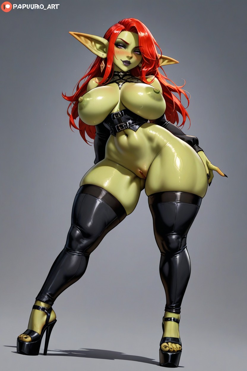 Full Body, Pointy Ears, Platform High Heels Furry AI Porn