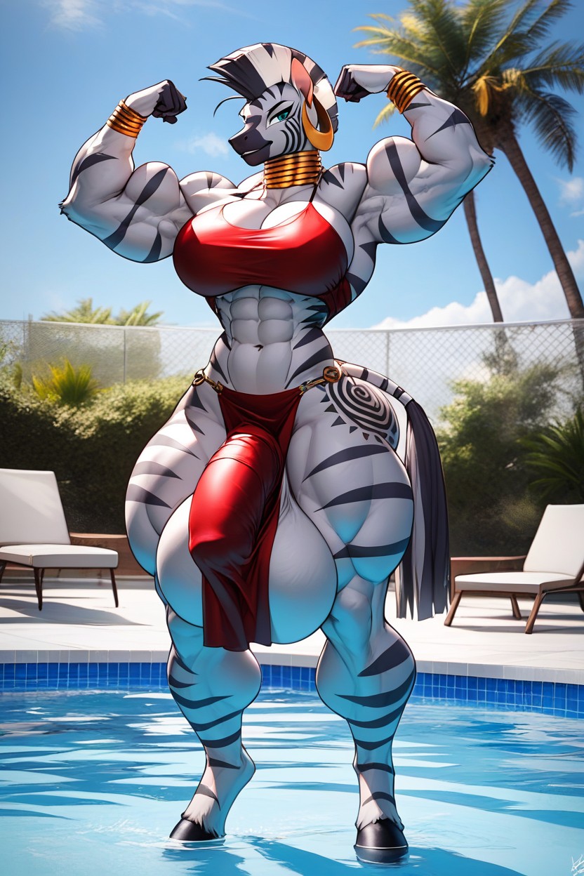 Muscular Arms, Loincloth, Long Torso Furry AI Porn