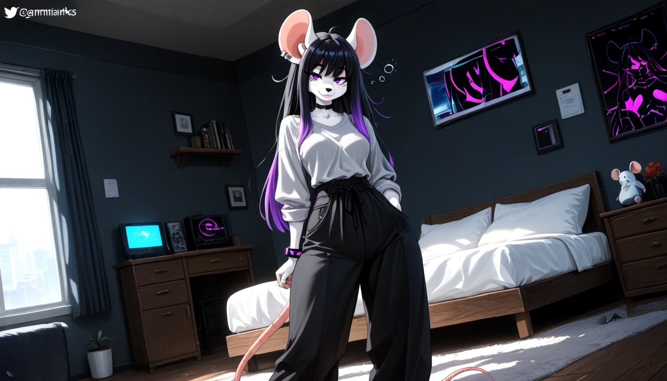 White Body, Mouse, Bedroom Furry AI Porn