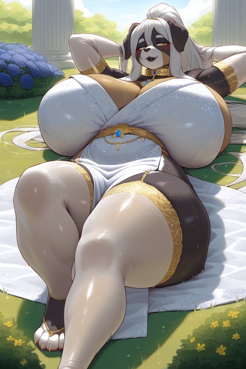 Bernese Mountain Dog Skin Pattern, Shiny Sapphira, Giant Breasts Furry AI Porn