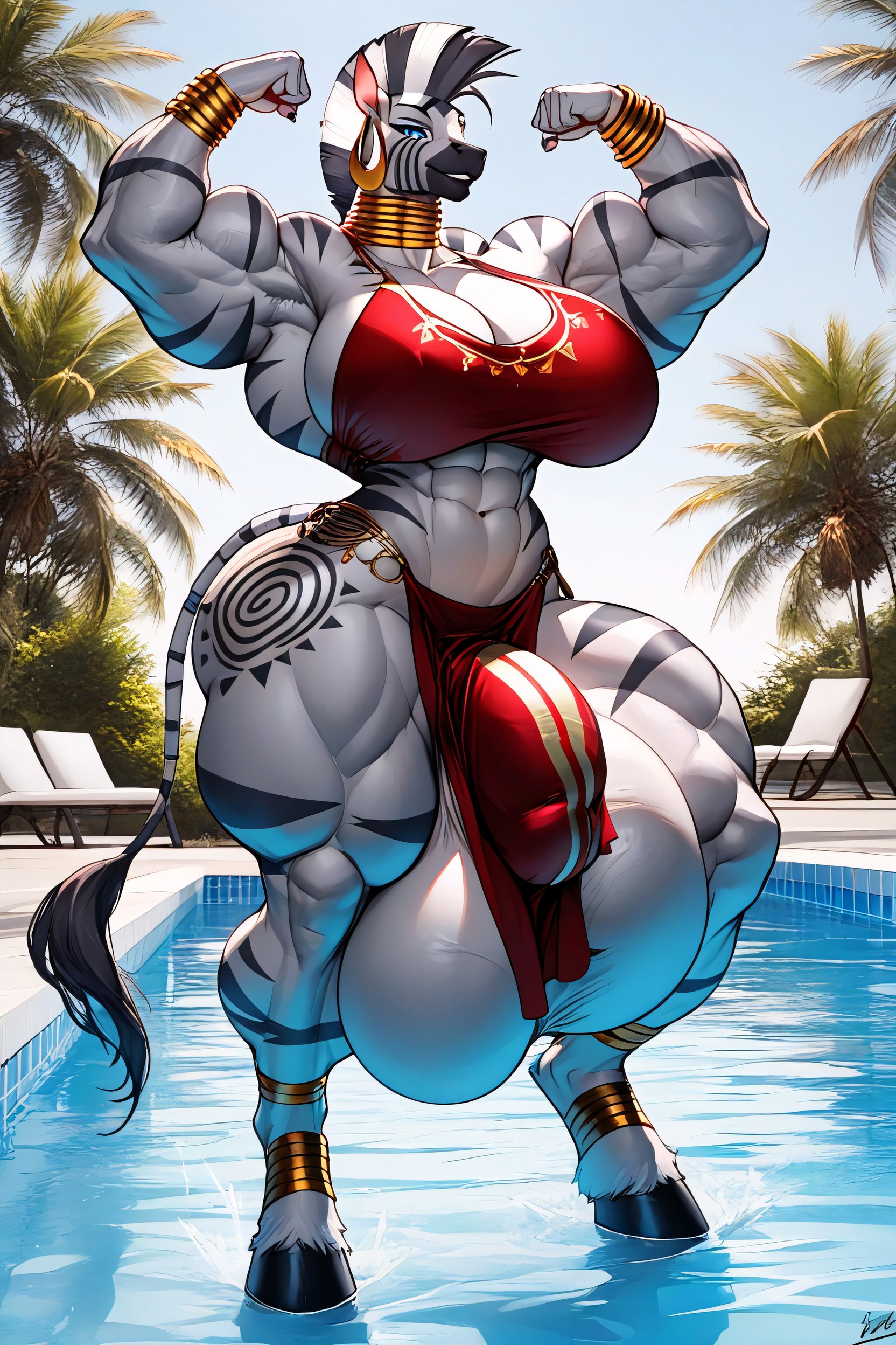 Throbbing Balls, Gigantic Muscles, One Hand Flexing Furry AI Porn