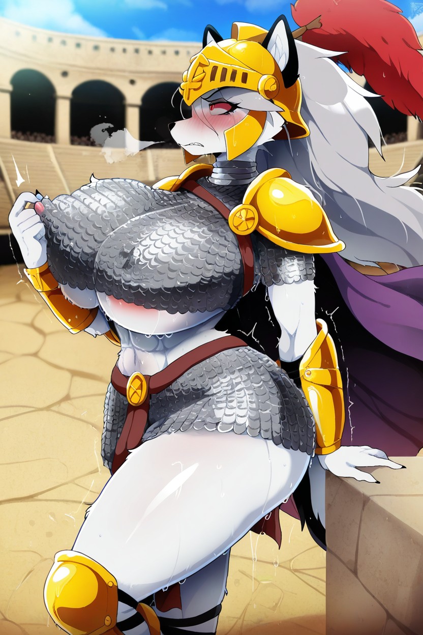 Leaking Eyes, Large Breasts, Wind In Hair Furry AI Porn