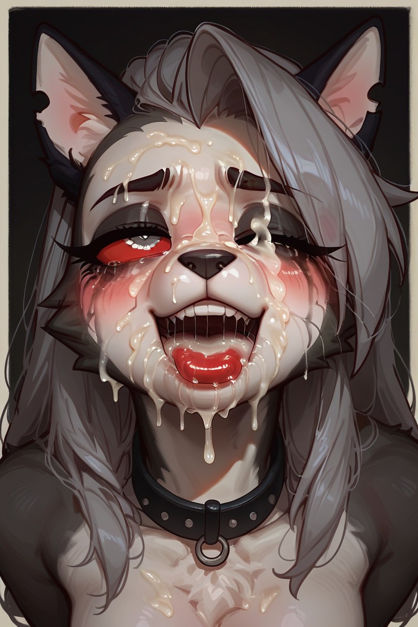 Loona From Helluva Boss, Nude, Grey Fur Furry AI Porn