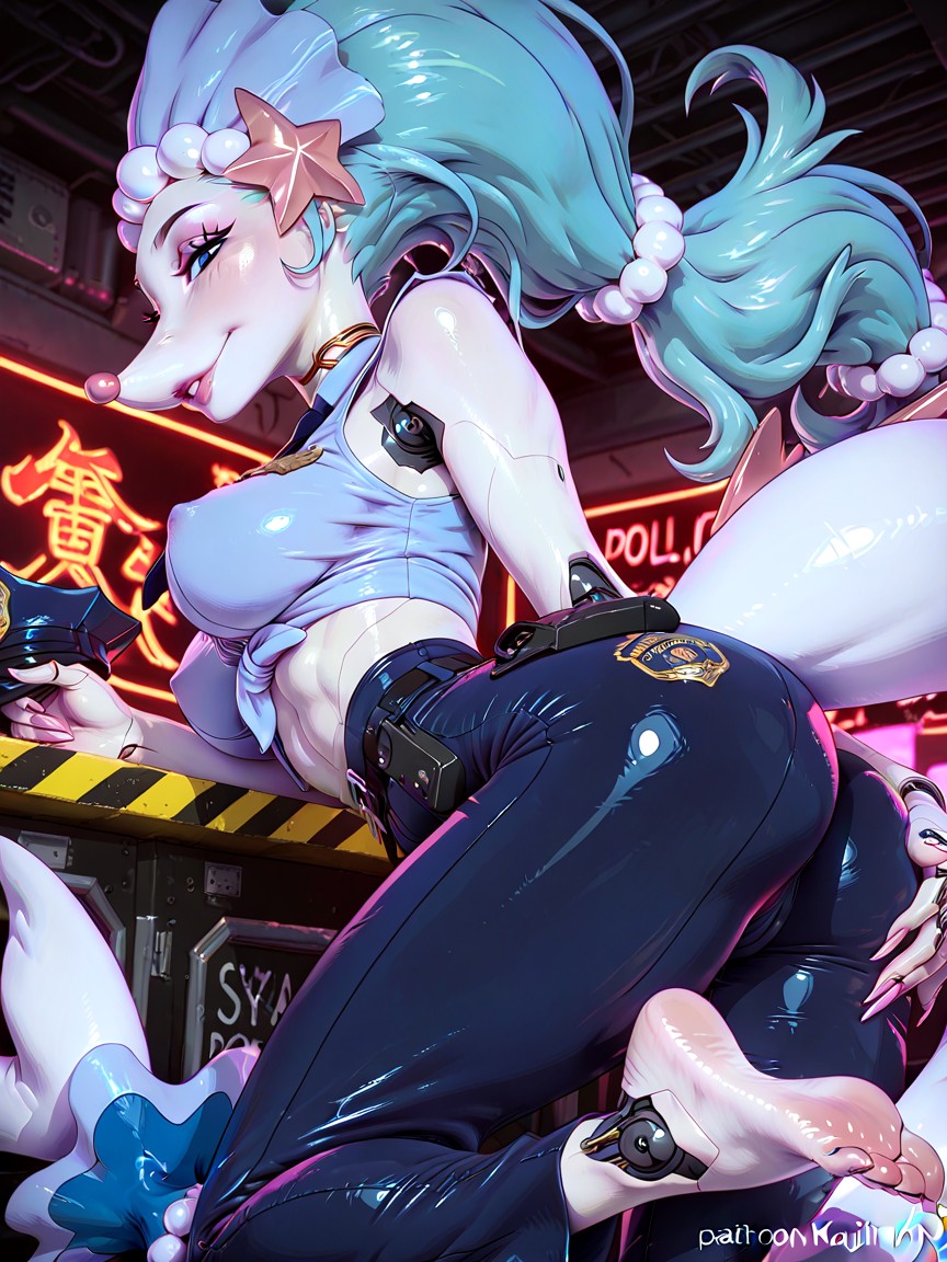 Pale Skin, Chinese, Police Costume Furry AI Porn