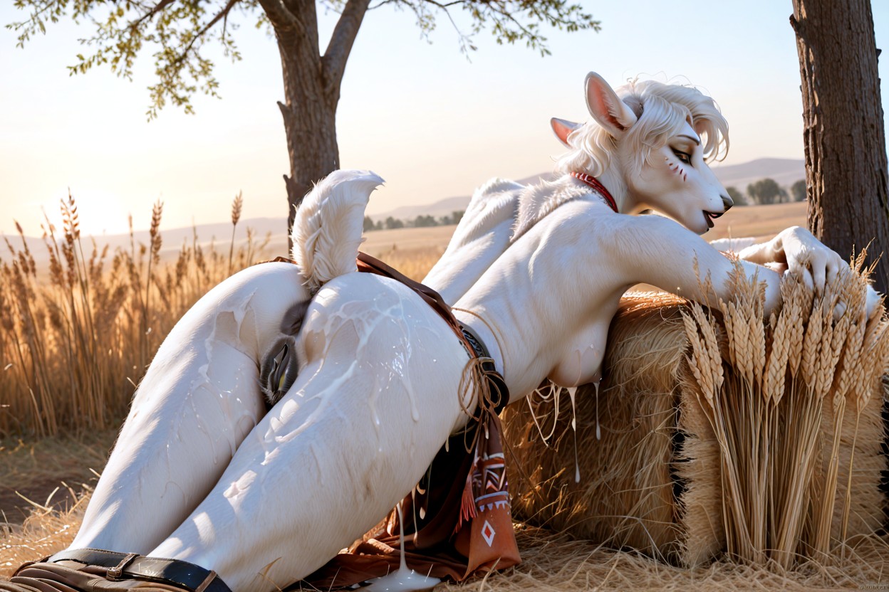Thick Milky Breasts, Large Shot, Cum Dripping Line On Loincloth Furry AI Porn