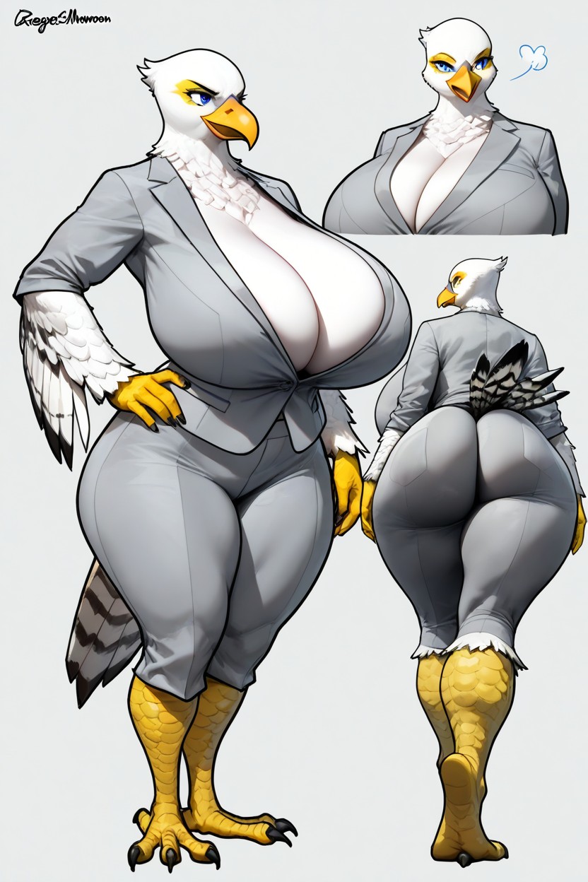Twice Body Size Female, Toned Thighs, Monochrome Background Furry AI Porn