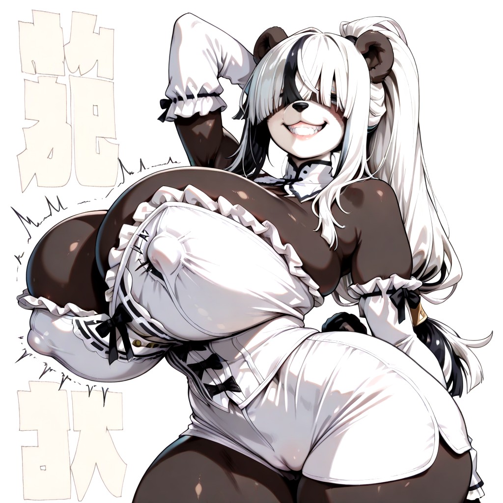Front View, Massive White Breasts, Ultra Snatched Waist Furry AI Porn