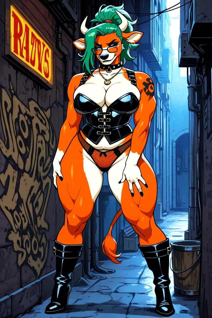 Cow, Collar, Heeled Boots Furry AI Porn