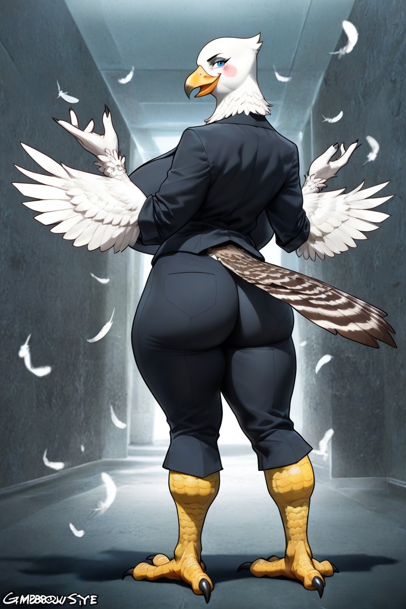50+, Full Body Viewing Distance, Black Suit Pants Furry AI Porn