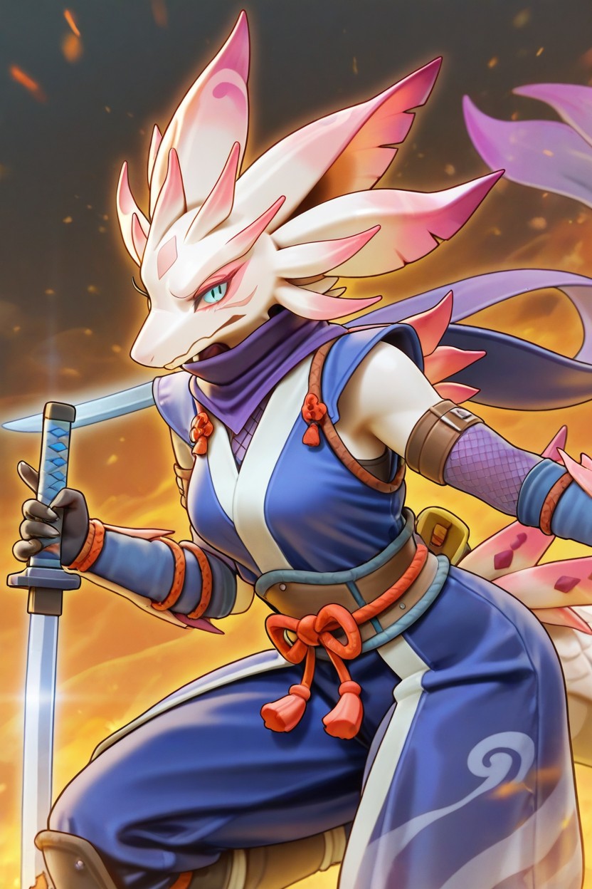 Tip Pointing Downward, Ultra Details, Ninja Furry AI Porn