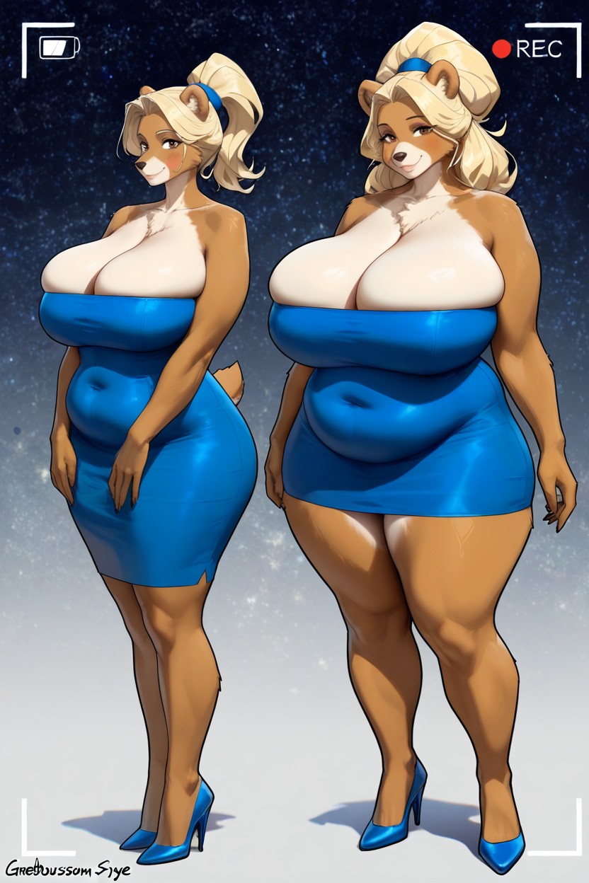 Femalebear, Rosey Cheeks, Multiple View Angles Furry AI Porn