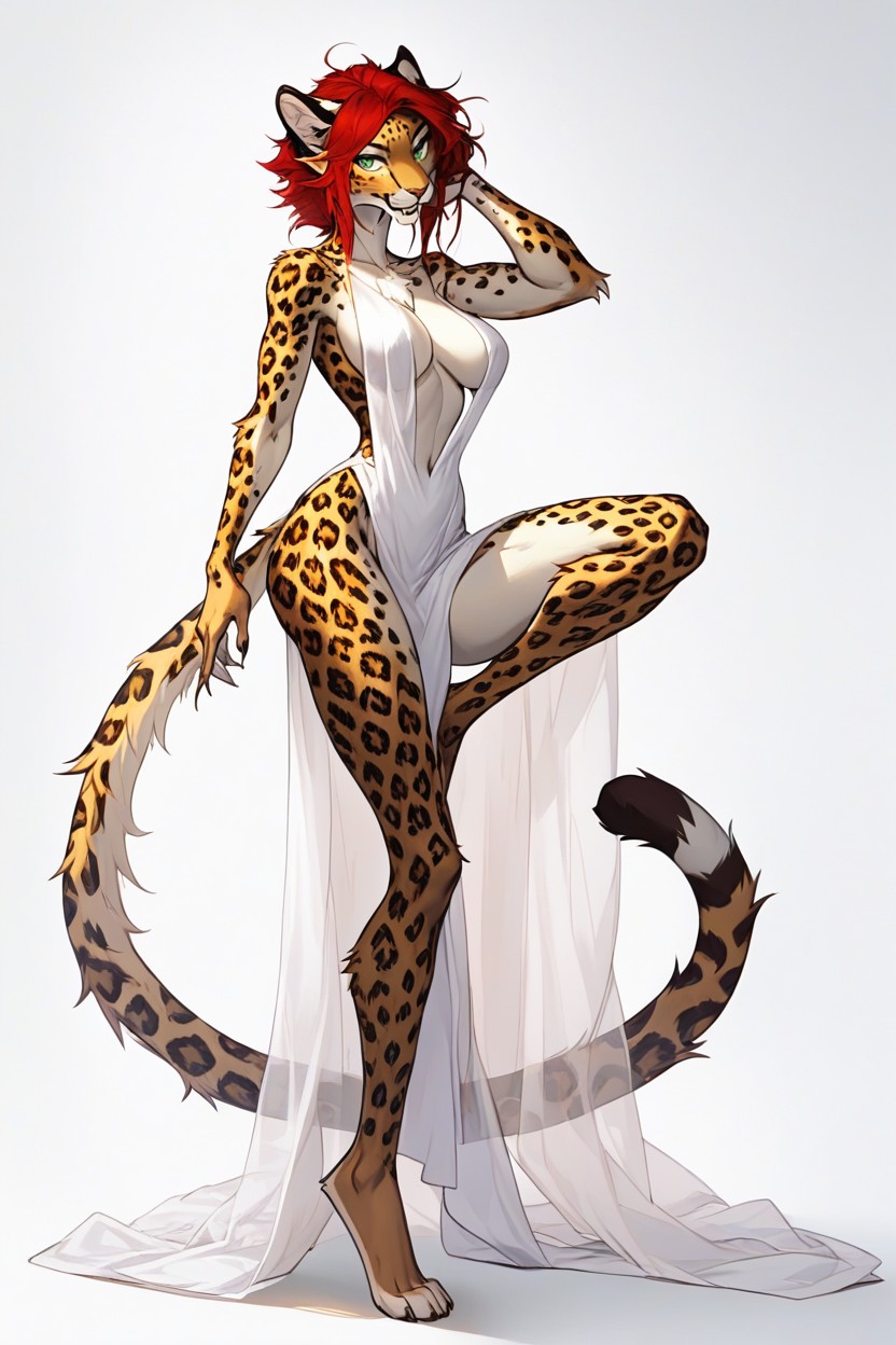 Full Body, Flexible, Golden Silk Fur Furry AI Porn