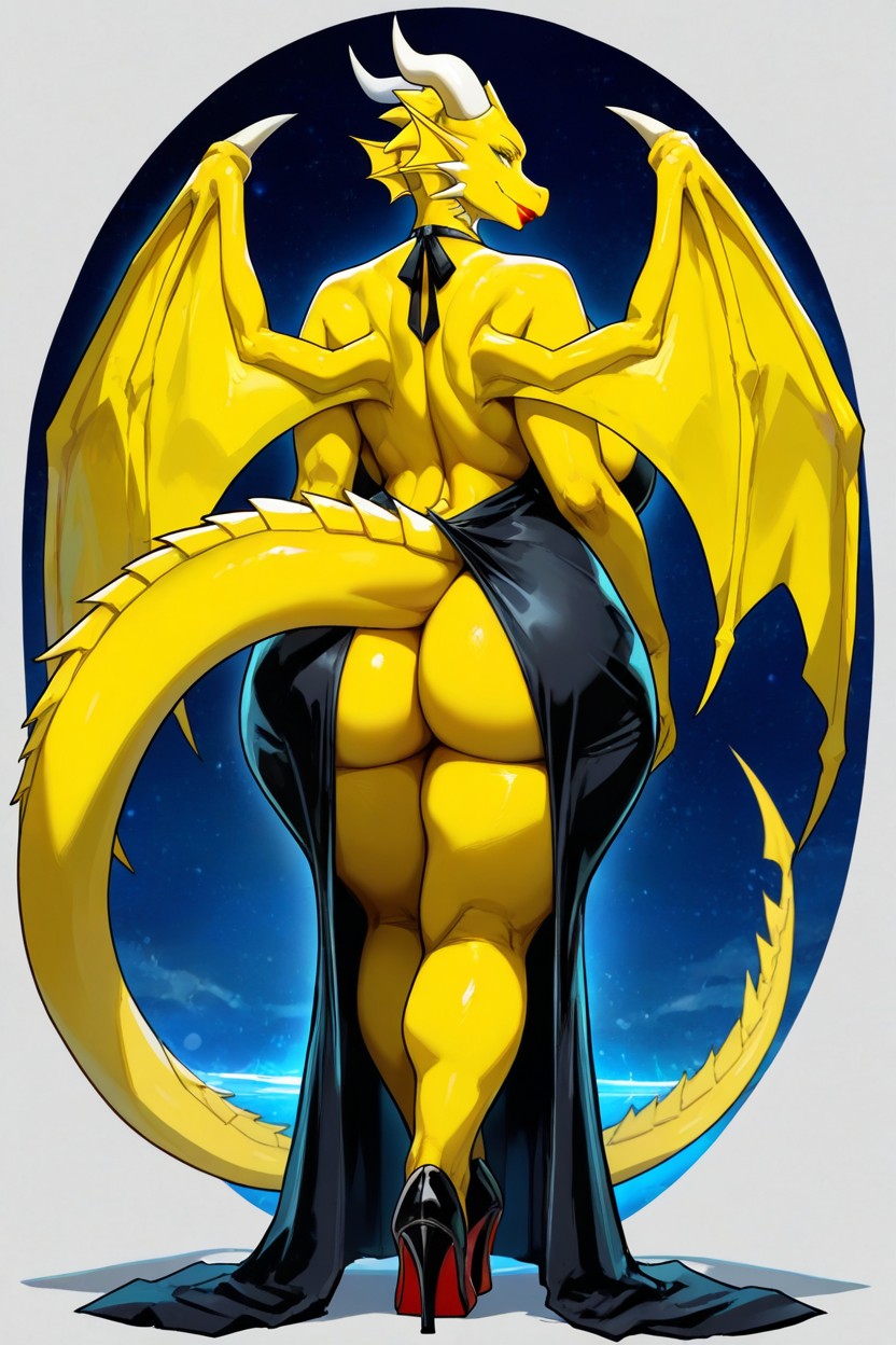 Thick Thighs, Monochrome Background, Looking At Viewer Furry AI Porn