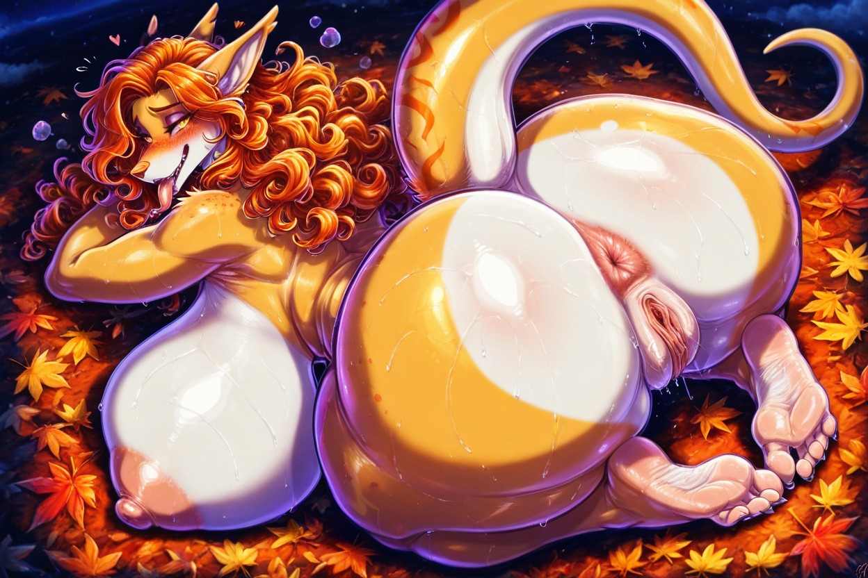 Tail, Yellow Eyes, Voluptuous Furry AI Porn