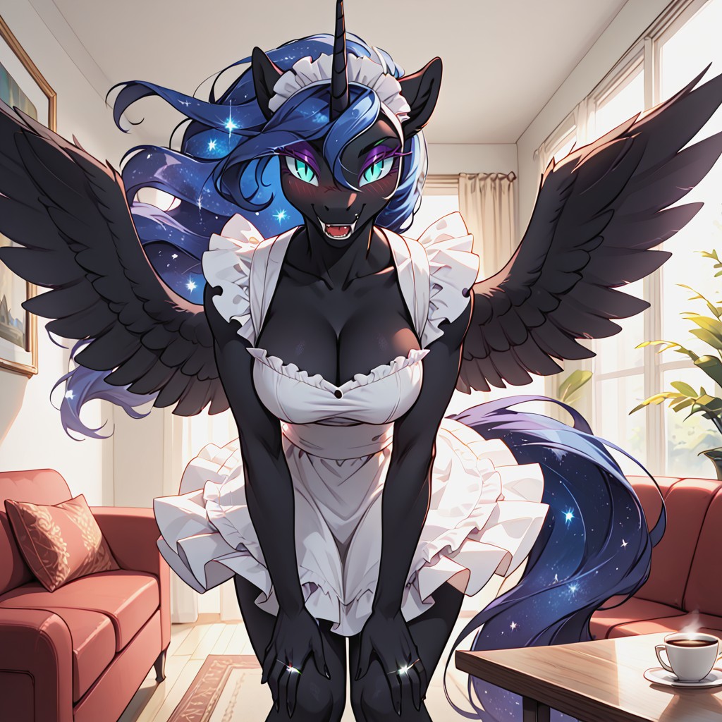 Wind In Hair, Spreading Wing, Pony Alicorn Furry AI Porn