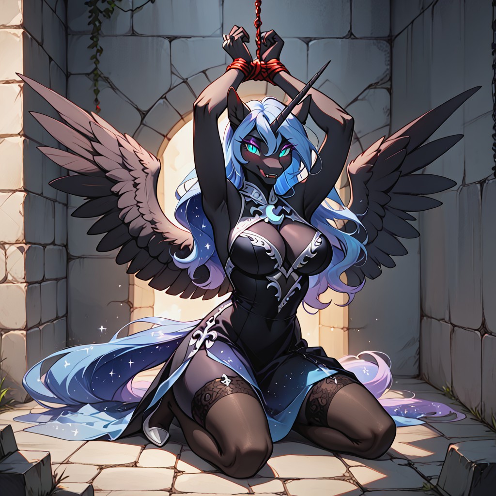 Kneeling, Front View, Hands Above Head Furry AI Porn