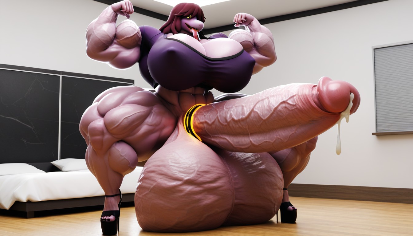 Penis Thicker Than Legs, Muscular Body, Gigantic Testicles Furry AI Porn