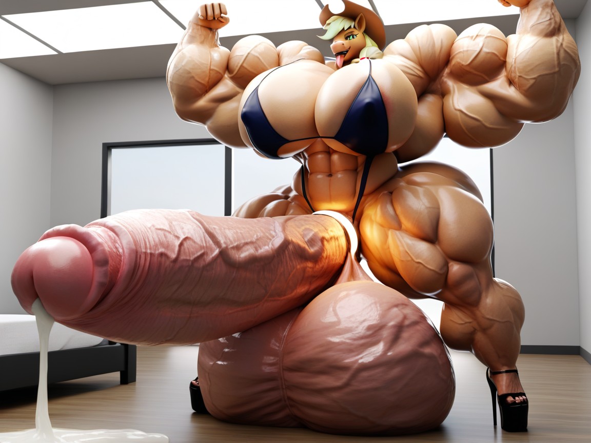 Thick Penis, Full Body Shot, Gigantic Testicles Furry AI Porn