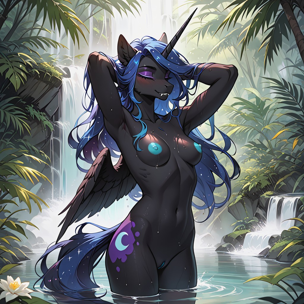 Eyebrows, Partially Submerged, Arms Behind Head Furry AI Porn