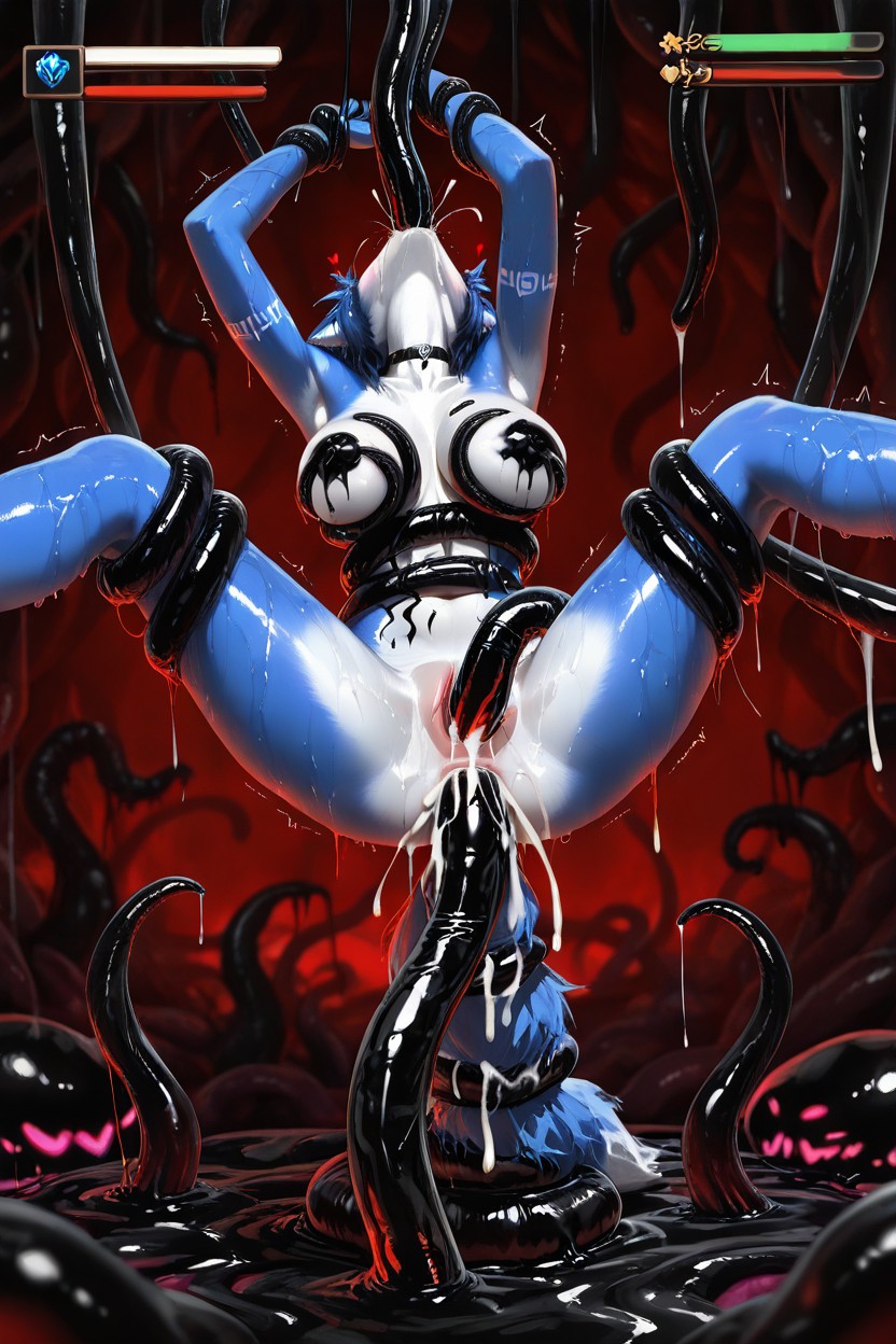 Covered In Black Goo, Choker, Shaking Furry AI Porn