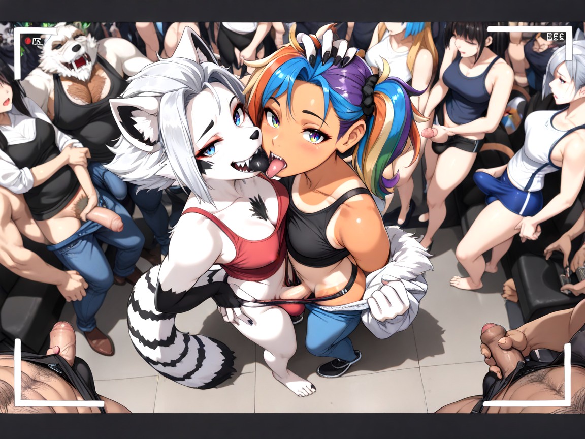 Fingers Pulling Mouth Open, Holding Mouth Open, Sharp Teeth Furry AI Porn