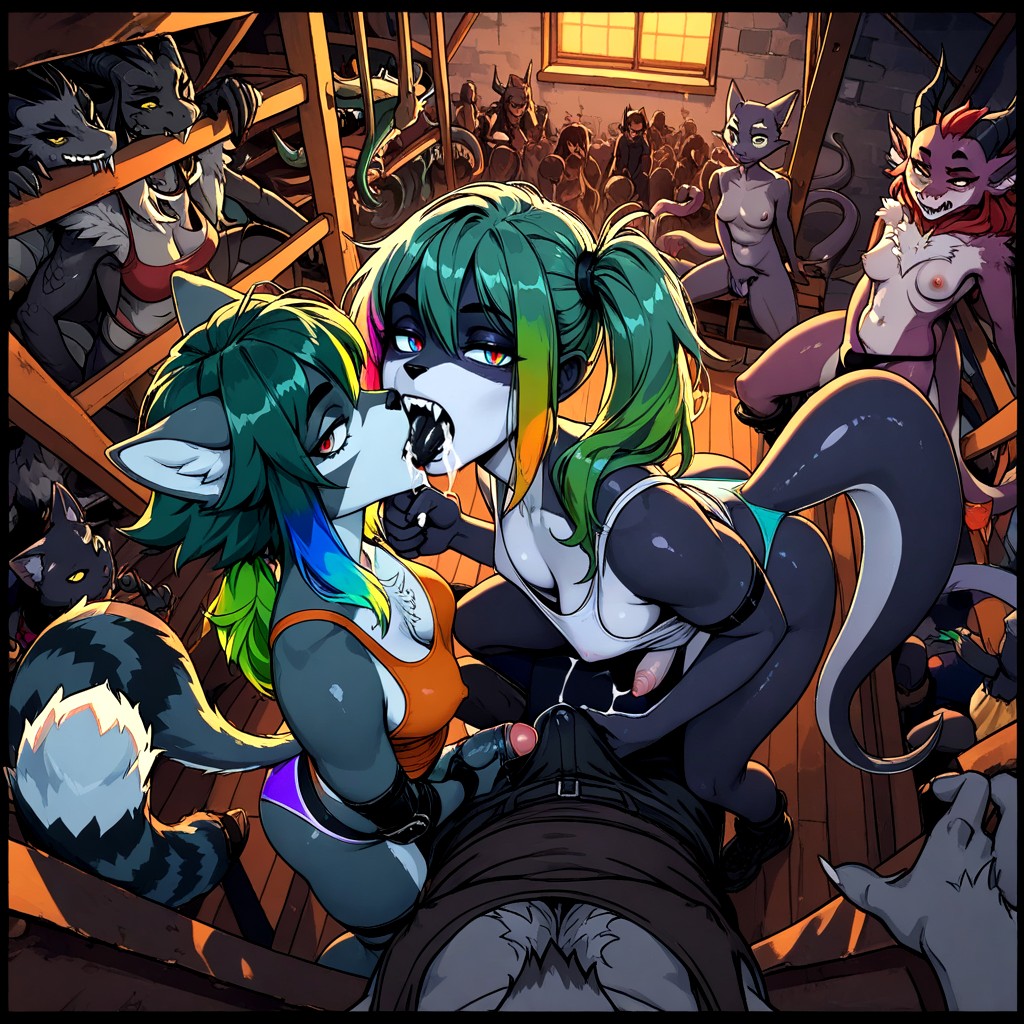 Handjob, Friends, Scaled Fur Skin Furry AI Porn