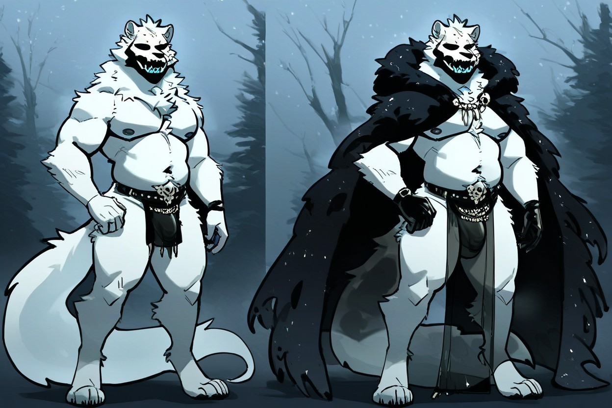 Belt, Black Gloves, Waist Cloth Furry AI Porn