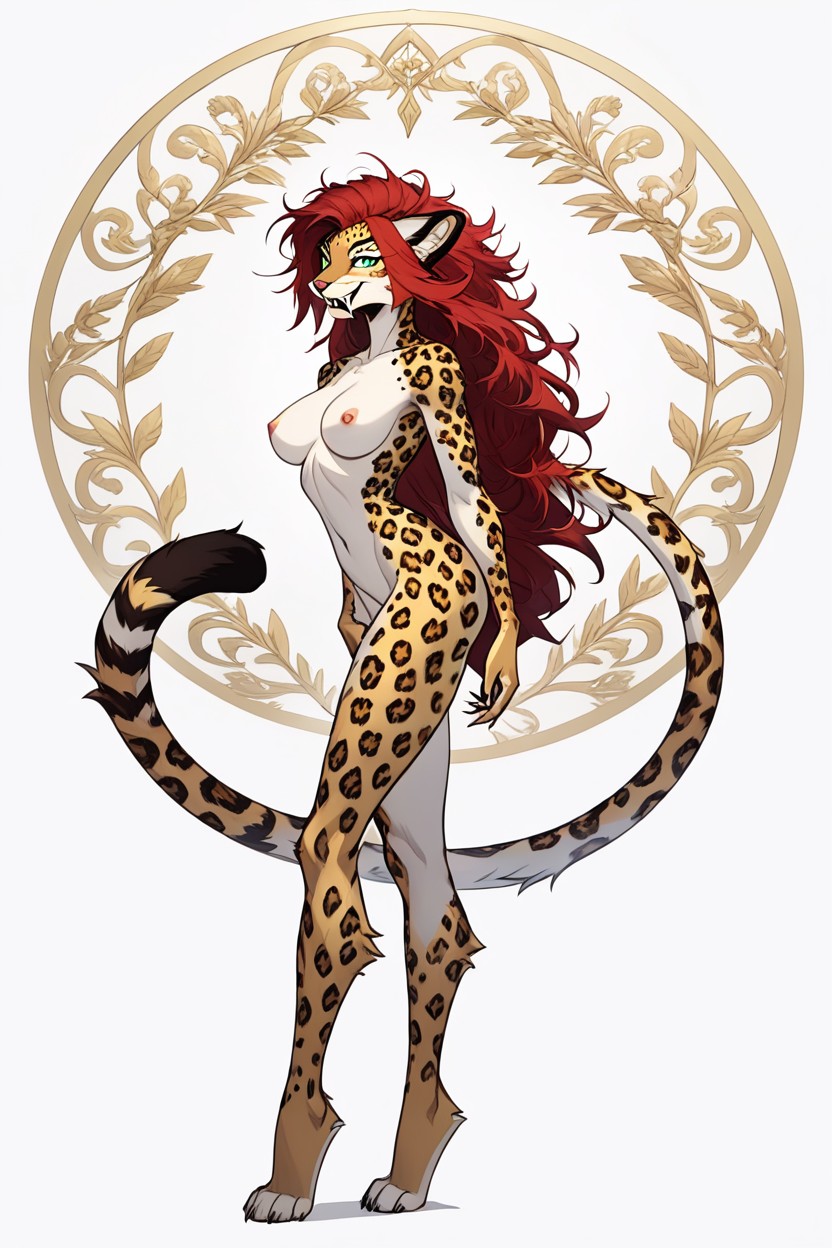 Red Hair Color, Golden Silk Fur, Elegant Legs Porno IA Furry