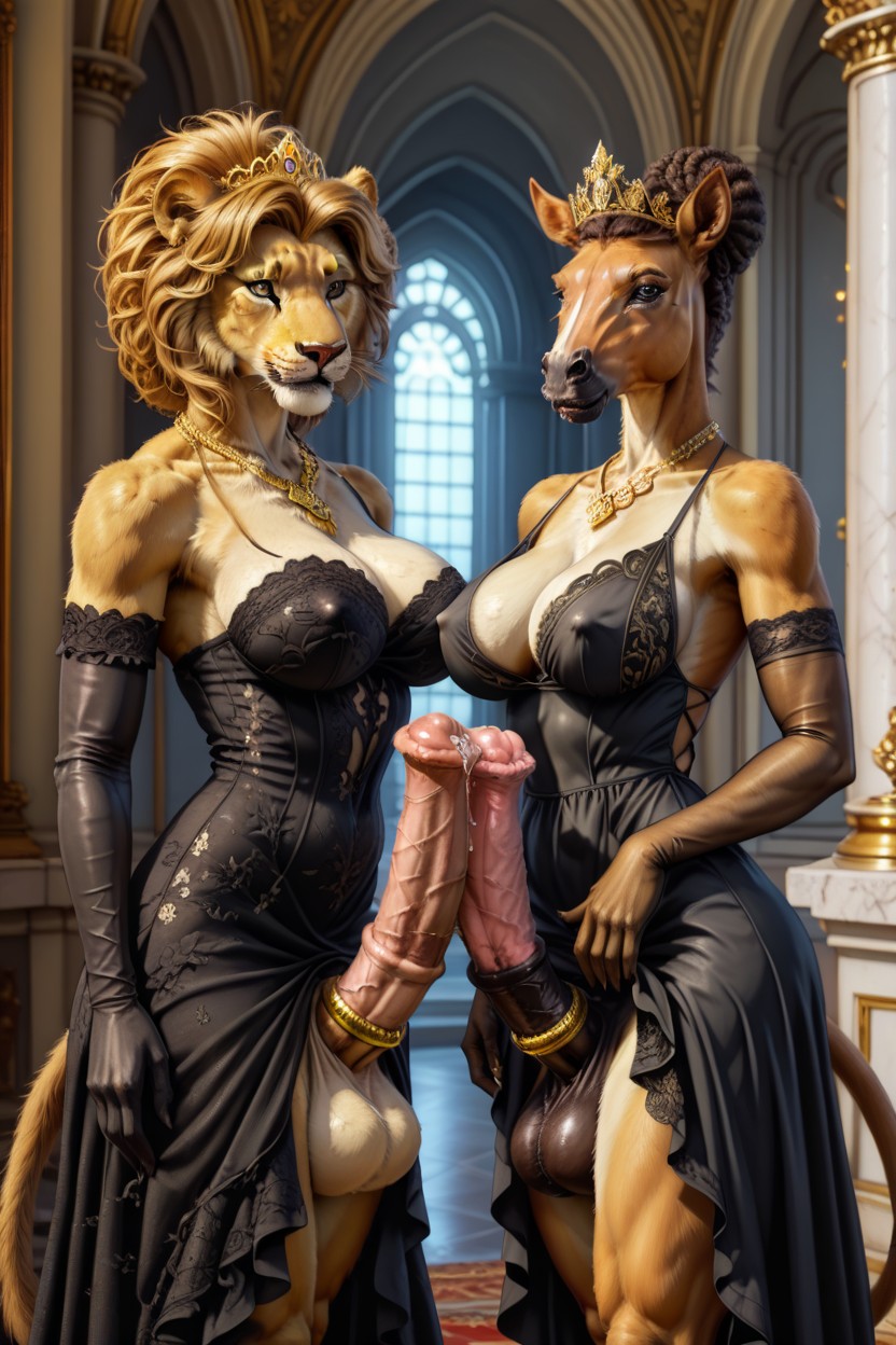 Dress Covered Horsecock, Big Balls, Visible Horsecock Furry AI Porn