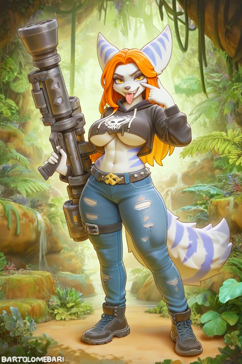 Perfect Hand, Sticking Out Tongue, No Texte Furry AI Porn