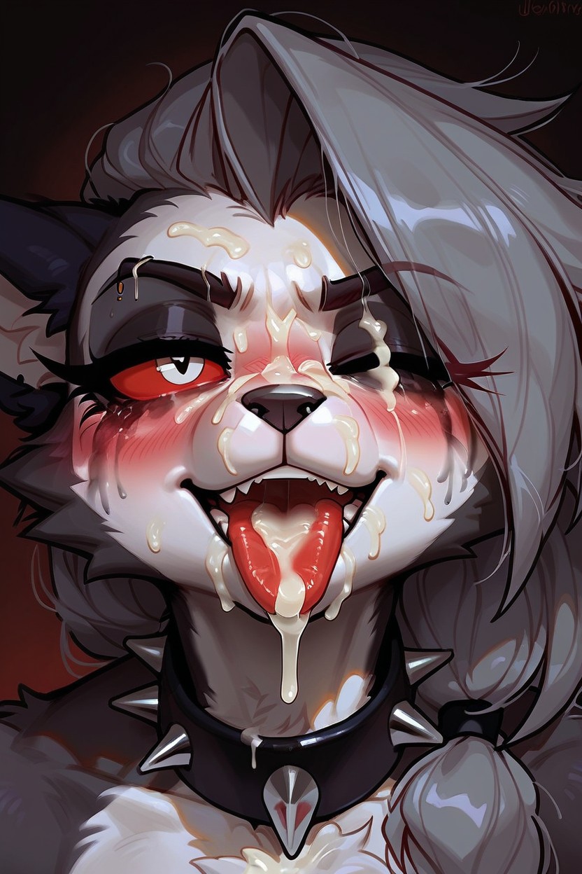 Fluffy, Close Up, Cum On Cheeks Furry AI Porn