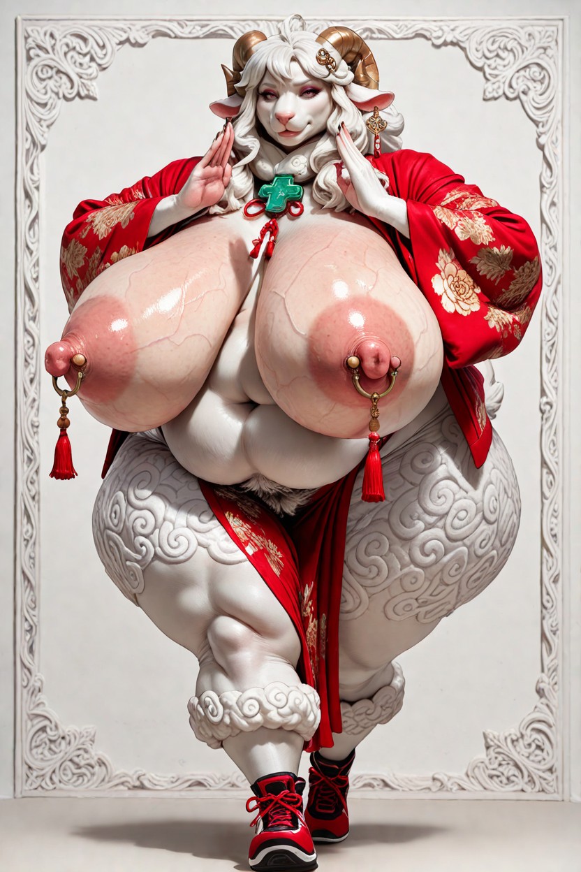 Enlarged Nipples,gigantic Areolas, Ssbbw, Pointy Cone Shaped Breast Furry AI Porn
