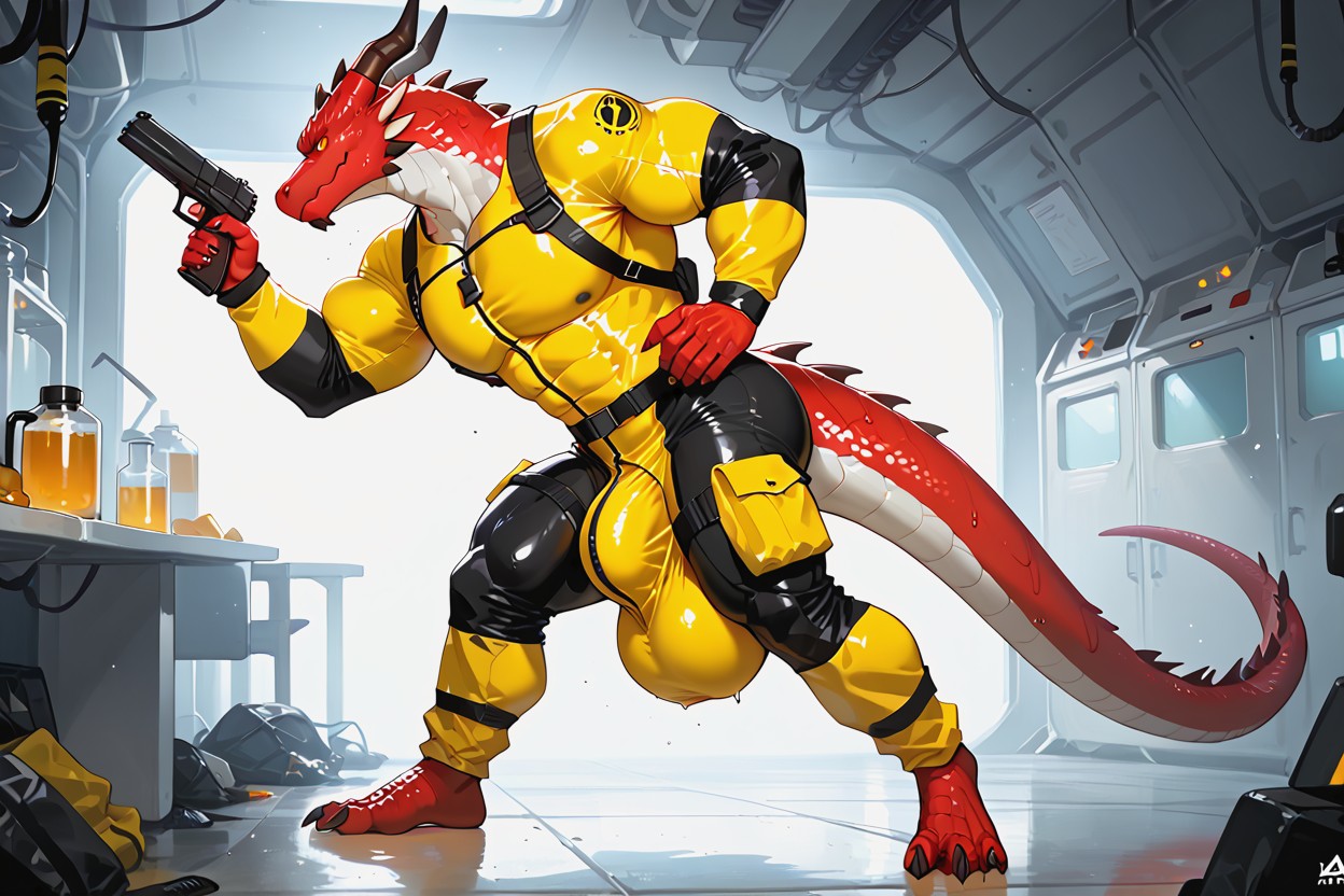 Full Body, Naked, Heavy Balls Furry AI Porn