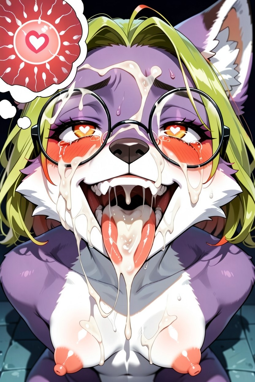 Facial, Solo, Cum On Tongue Porno IA Furry