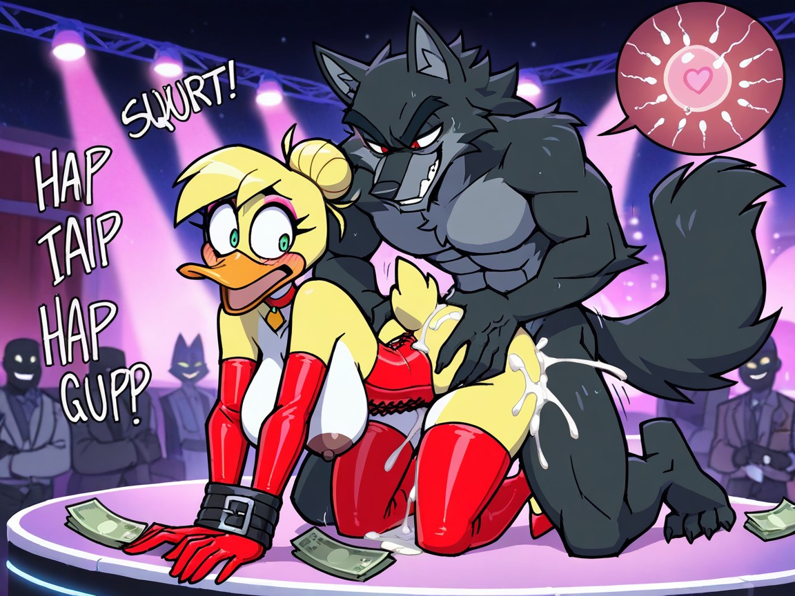 Black Wolf Smirking, Cum Covered, Strip Club Furry AI Porn