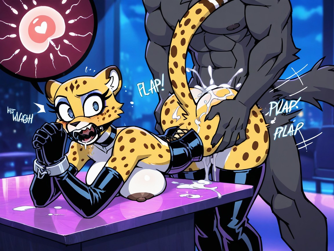 Cum On Table, Large Rounded Juicy Highly Breasts, Wolf Smirking Furry IA