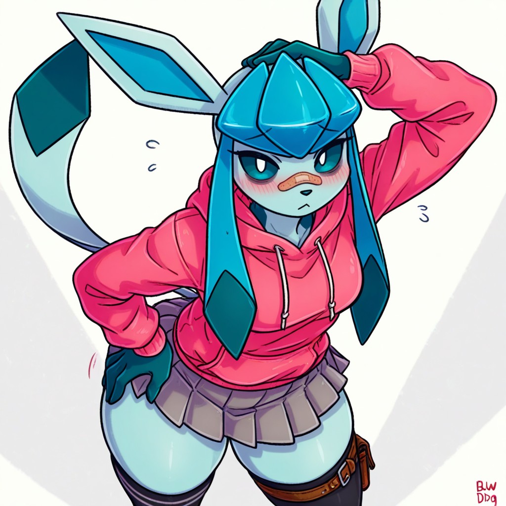 Glaceon From Pokemon, Right Hand On Butt, 거대한 엉덩이 퍼리 AI 포르노