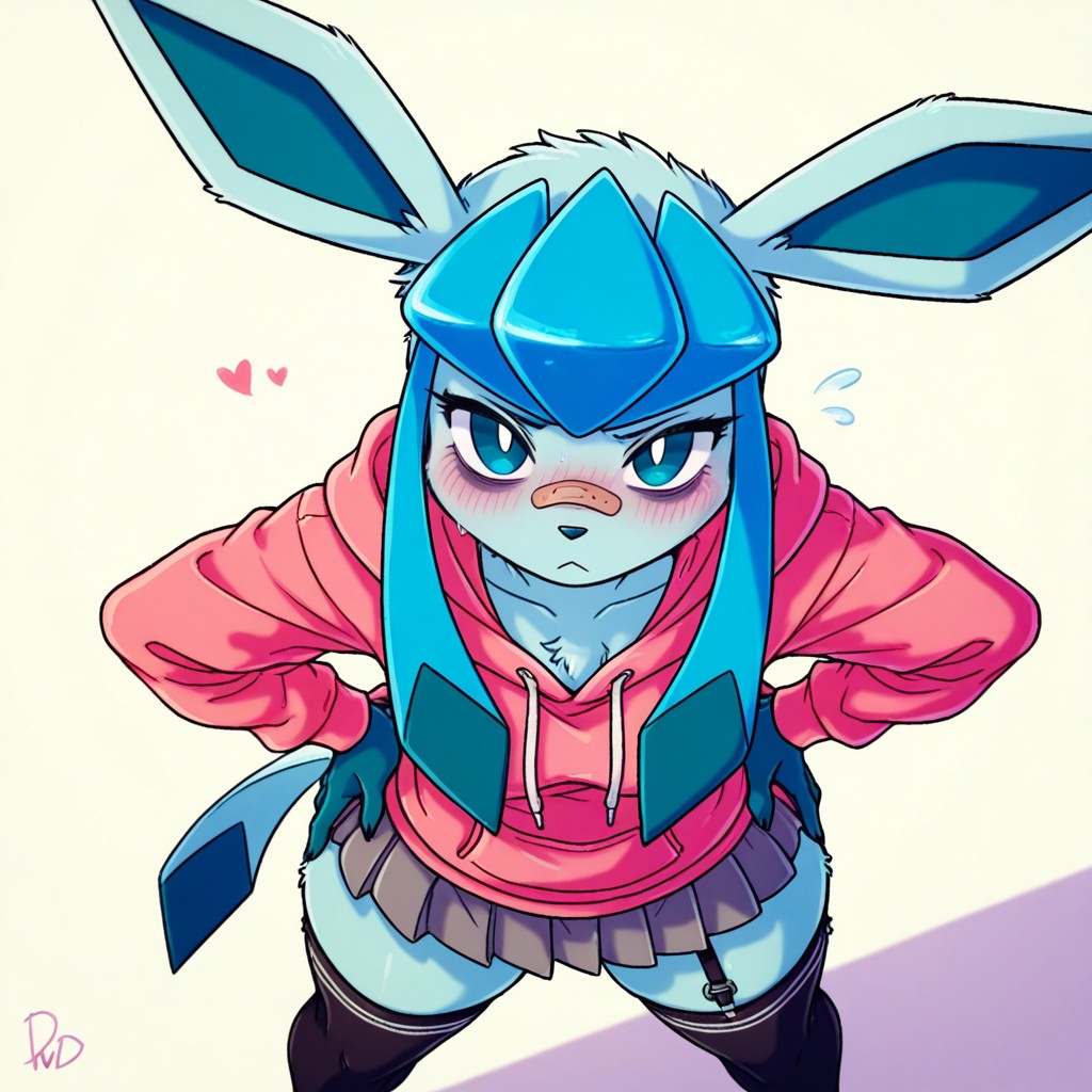 Furry, Pale Pink Hoodie, Detailed Eyes Porno IA Furry