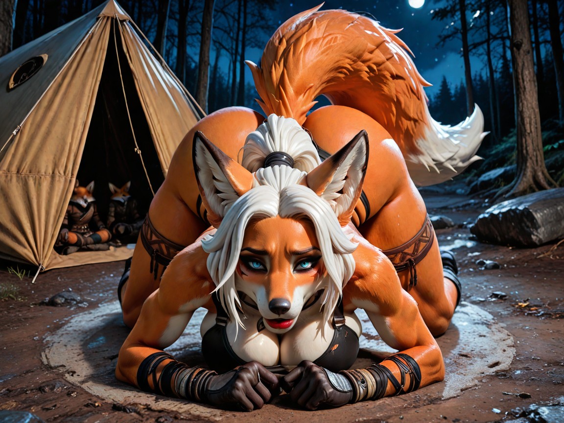 Looking At Viewer, Black Choker, Vista Trasera Furry IA