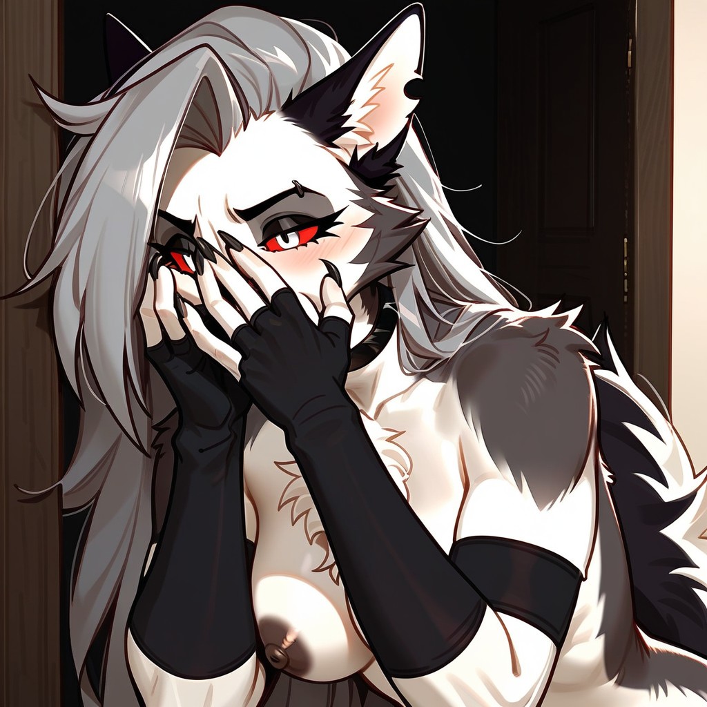 Tall, Raised Tail, Touching Face Furry AI Porn