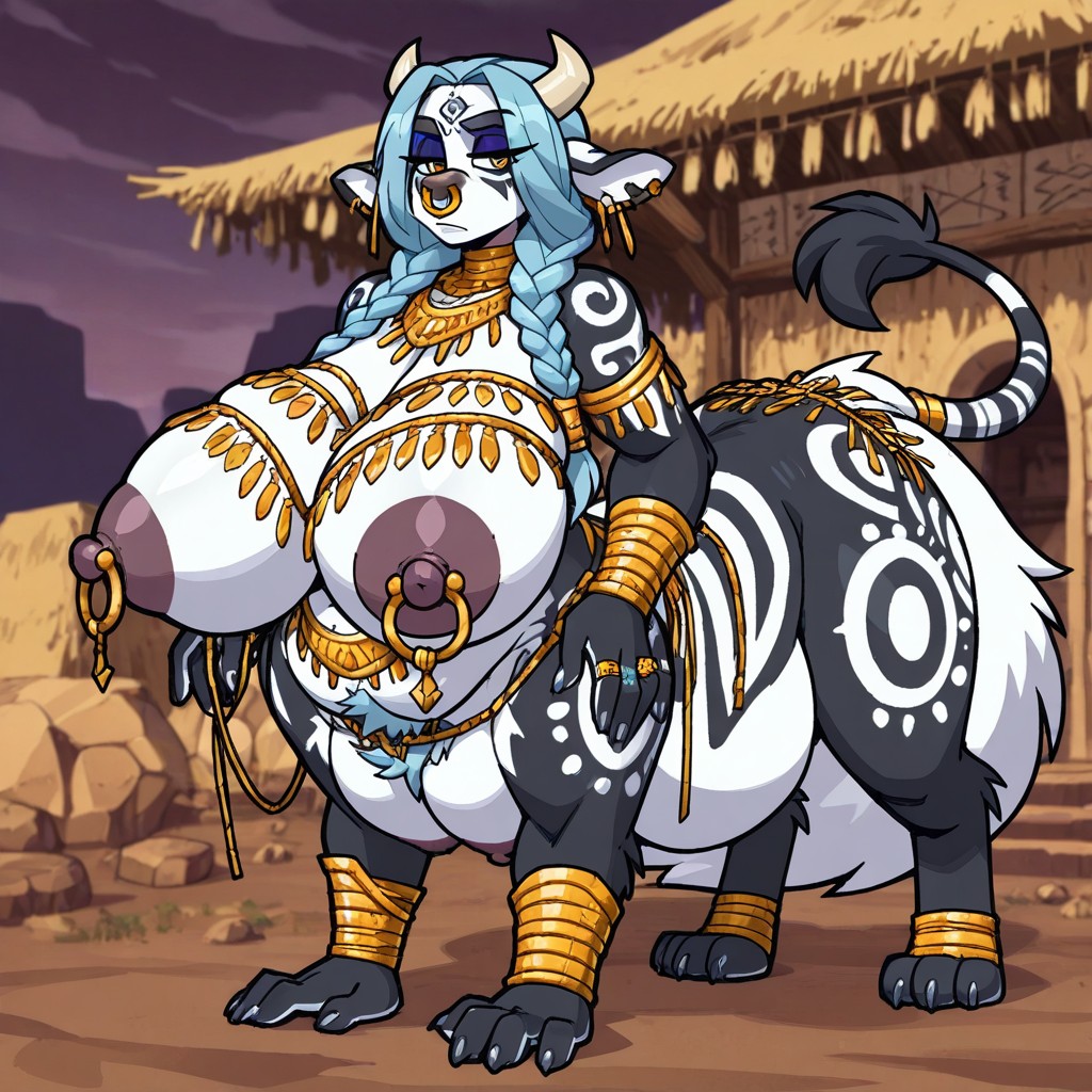 Hair, Markings, Nose Ring Furry AI Porn
