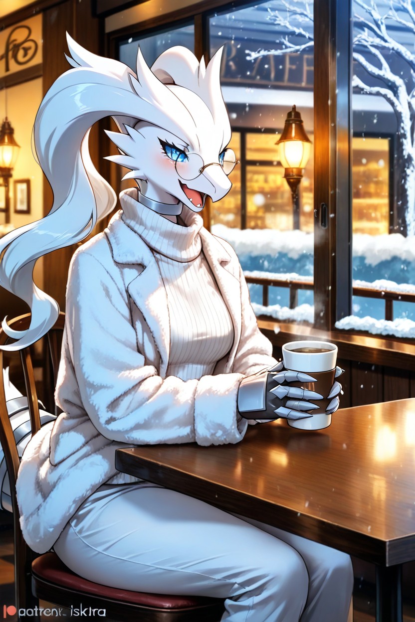 Snowing, Small Ass, Wearing Round Glasses Furry AI Porn