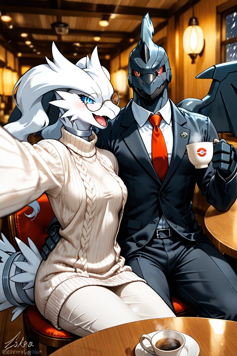 White Virgin Sweater, Zekrom Color Body High Acurate From Pokemon, Black Jacket Furry AI Porn