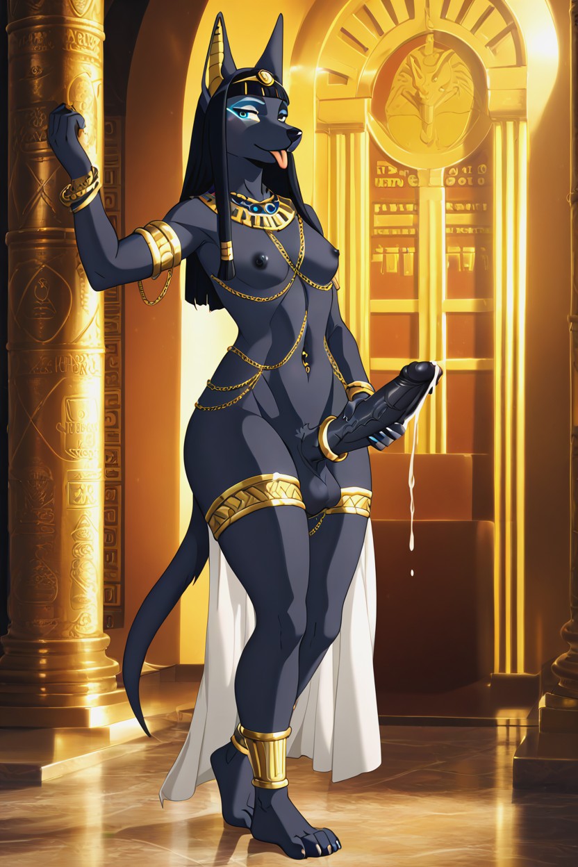 Gold Bracelets, Cumming, Cleopatra Furry AI Porn