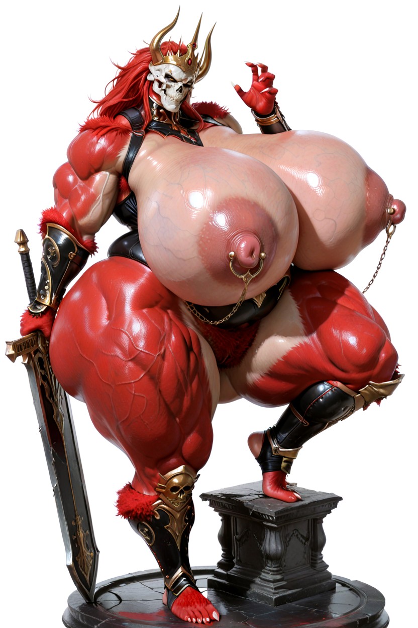 Pure White Background, Extremely Large Ass, Warrior Folk Female Furry Warrior Furry AI Porn