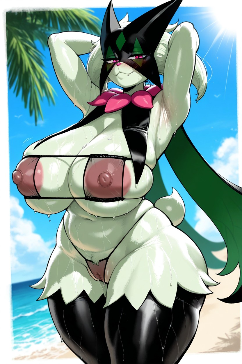 Beach Background, Hard Nipple, Nipple Visible Furry IA