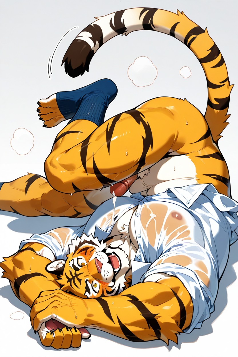 White And Yellow Fur, Lying Down, Score__up Furry IA