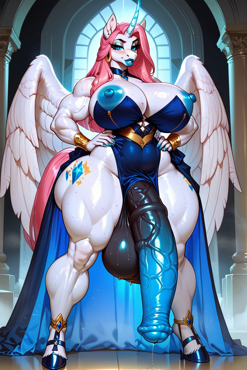 Blue Eyes, Blue Eye Liner, Gigantic Hips Furry AI Porn